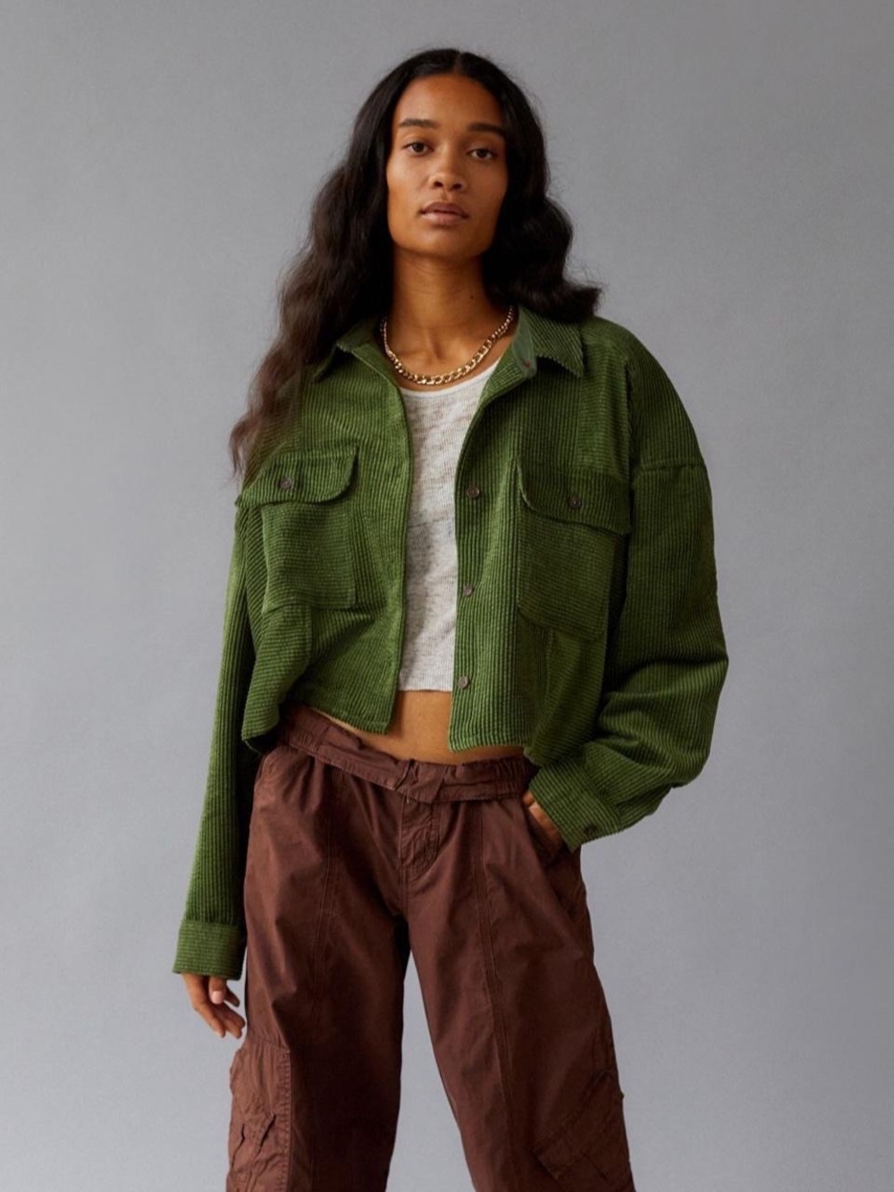 BDG Corduroy Cropped Shirt Jacket